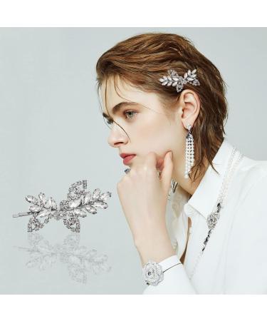 VIKASAUN RAST Bridal Hair Clips - Elegant Silver Leaf Wedding Hairpin with Crystal & Pearl - Ideal Hair Accessories for Brides - Buy Online on GoSupps.com