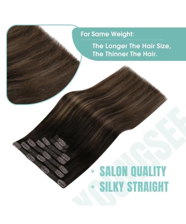 Youngsee Real Hair Clip-In Extensions 50cm - Balayage Dark Brown Ombre 120g 7PCs Remy Hair - Buy Online on GoSupps.com