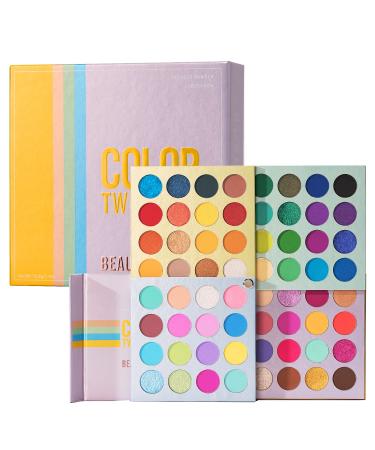 Makeup Palette Eyeshadow for Full Face  Color Twist 64 Pigmented Colors Eye Shadow for Eyes  Matte Shimmer Glitter Colorful 4 Tones in 1  Eyeshadow Pallet for Brown  Blue  Green and Hazel Eyes Long Lasting Waterproof M-C...