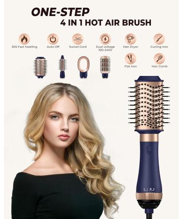 UKLISS 4 in 1 Air Styler Set - Hair Dryer Hot Air Brush for Styling, Volumizing, Straightening - Thermal Brush in Blue - Buy Online on GoSupps.com