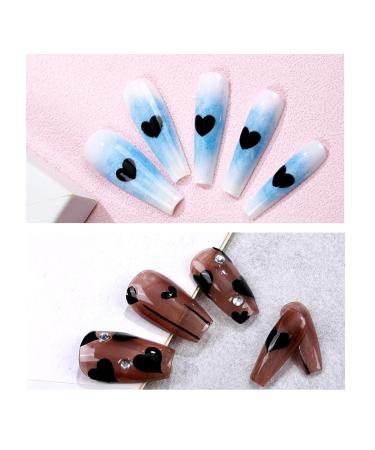 Black Hearts Nail Art Stickers - Self Adhesive Nail Decals for Women Girls & Kids | 6 Sheets for Stunning Nail Designs & Decorations - Buy Online on GoSupps.com