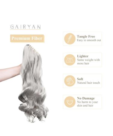 50cm Dark Gray Curly Ponytail Extensions | Gairyan Wavy Synthetic Hair Claw Clip for Women - Buy Online on GoSupps.com