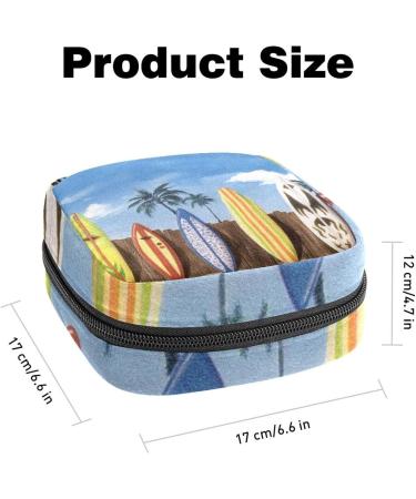 Menstruation Pad Bag with Zipper - Stylish Women's Napkin & Tampon Collection Bag (Beach Surfboard & Palm Trees Design) - Buy Online on GoSupps.com
