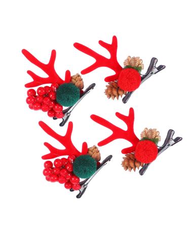 Beavorty Christmas Antlers Hairpins 2 Pairs Christmas hair clips hair accessories hair accessories for girls hair clips cartoon hair accessories Antler Hairpin