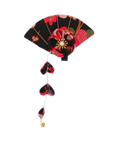 Lurrose Flower Hair Clip With Tassel Kimono Flower Hair Clip Japanese Flower Hair Tie Kanzashi Hair Hanfu Accessories For Asian Costume Qipao Dress Outfit Black