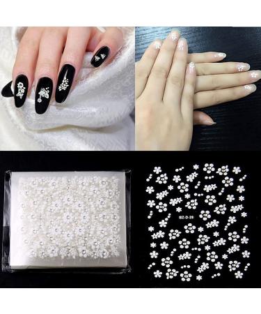 White Flowers 3D Nail Art Stickers - 30 Self-Adhesive Holographic Floral Decals for Manicure - Nail Supplies for Women and Girls - Buy Online on GoSupps.com