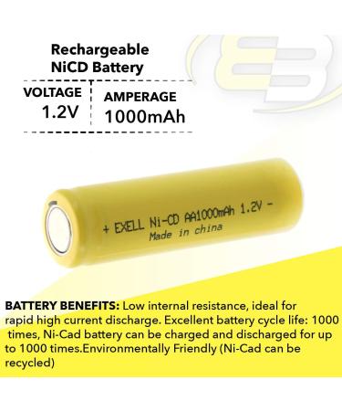 Buy 2x Exell AA 1.2V 1000mAh NiCD Rechargeable Batteries - Flat Top for Meters Radios Hybrid Cars & High Power Applications - Buy Online on GoSupps.com