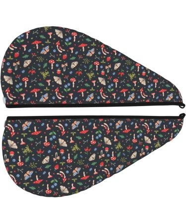 Premium Hair Towel Wrap Quick Drying Turban with Button | Forest Flora & Insects Design - Buy Online on GoSupps.com