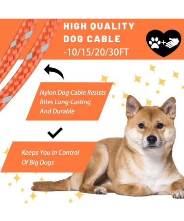 HaiYUAN Dog Tie Out Cable 10/15/20/30FT Dog Run Cable Orange/Grey Tie Out Cable for Dogs with Reflects Light Dog Cable for Large Dogs Heavy Duty for Outside Hold Large Dogs Up to 100LBS 10ft Orange4mm - Buy Online on GoSupps.com