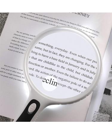 Meichoon Handheld Magnifier 3x 10x Magnification | Extra Large Optical Lens | 4 LEDs Illuminated | Ideal for Elderly Reading and Children's Exploration - White - Buy Online on GoSupps.com