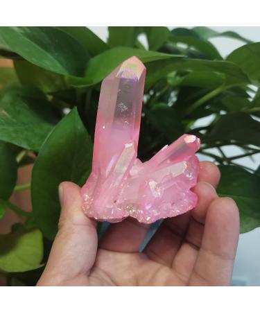 Reiki Crystal 1pcs 200g Electroplated PinkCrystal Quartz Cluster Art Decoration Specimen Jewelry Making Stone Home Decoration Can be Used for Crystal Cluster (Size : 130-160g) - Buy Online on GoSupps.com