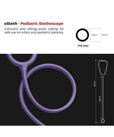 eSteth Pediatric Stethoscope - Ultra Sensitive Dual-Head for Heart & Lung Sounds - Flexible Tubing Extra Ear Tips 32" Long Purple - International Shipping Available - Buy Online on GoSupps.com