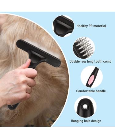 NANYANG Pet de-Shedding Brush - Double Row Stainless Steel Grooming Tool for Dogs, Cats, Rabbits - Reduces Shedding & Removes Undercoat - Blue - Buy Online on GoSupps.com