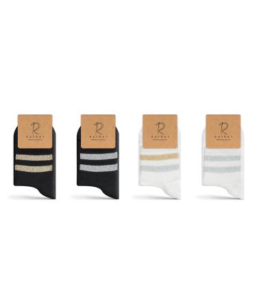 RAFRAY socks - glitter sports socks - sneaker socks in gift box - premium cotton - 4 pairs - size 36-40