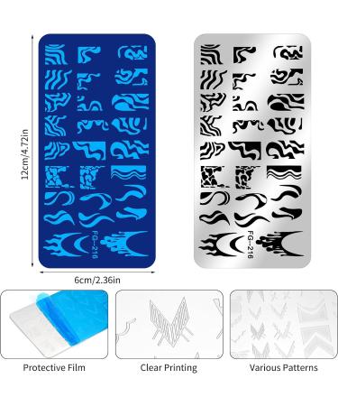Mwoot Nail Stencil Stamp Set - 4 Geometric Leopard Pattern Plates for French Nail Art Manicure - International Shipping Available - Buy Online on GoSupps.com