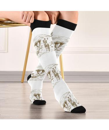 Haskirky High Elasticity Compression Socks - Desert Cowboy Inspired Knee-High Socks for Adult Leisure, Fatigue Relief, and Running - 1 Pair - Buy Online on GoSupps.com
