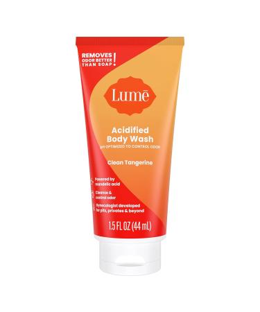 Lume Acidified Body Wash 5 Pack Mini Sampler - 24 Hour Odor Control, Moisturizing Formula, SLS & Paraben Free - Clean Tangerine Lavender Scent - Safe For Sensitive Skin - 1.5oz Tubes - Buy Online on GoSupps.com