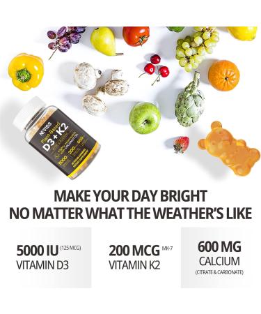 NEVISS Vitamin D3K2 5000IU Gummies + Melatonin 60mg for Adults Bundle - Buy Online on GoSupps.com