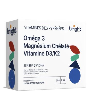 Bright Naturo Omega-3 Magnesium Vitamins D3 and K2 4000 IU - Non-GMO | Powerful Synergy for Mobility Energy and Cardiovascular Protection