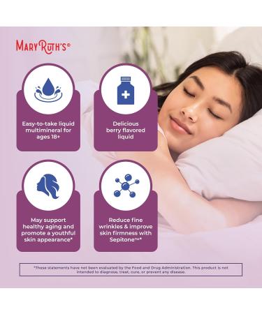 MaryRuth's Liquid Nighttime Liquid Multimineral + Skin Renew | Clinically Shown in Women to Reduce Fine Wrinkle & Improve Skin Firmness | Sepitone | NO Melatonin | Magnesium | Vegan | 15 Servings Berry 15.22 Fl Oz (Pack of 1) - Buy Online on GoSupps.com