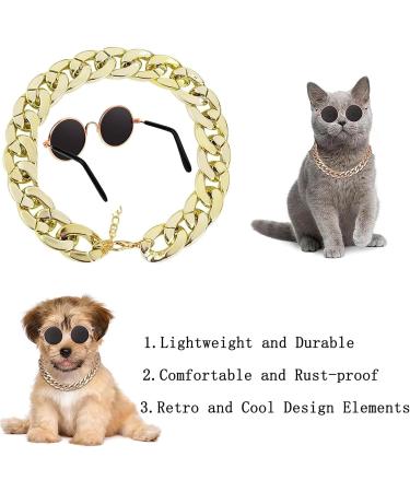 Retro Cat Sunglasses with Rose Gold Chain - UV Protection Small Cat Glasses for Photos & Pet Decor - Buy Online on GoSupps.com