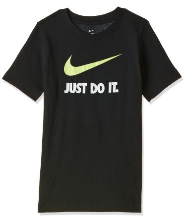 Boy's Nike Sportswear "Just Do It." T-Shirt Black/(Volt) Medium