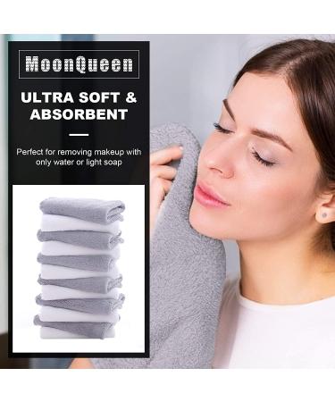 Premium Microfiber Facial Cloths 12-Pack - Fast Drying Washcloth for Makeup Removal - Highly Absorbent White-Grey 12x12x0.15 Inch - Buy Online on GoSupps.com
