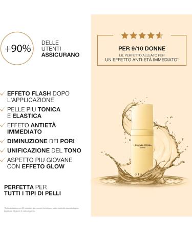  atashi Atashi | L'Essenza Eterna | Regenerating Anti-Aging Serum Booster | Anti-Wrinkle Antioxidant Nourishing and Protection against Blue Light and WIFI | With Bakuchiol and Ferullic Acid | 30 ml - Buy Online on GoSupps.com
