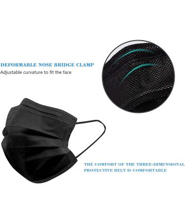 Taimu TM Black Disposable Face Masks for Protection - 50 Pack Safety Masks for Men and Women - Buy Online on GoSupps.com