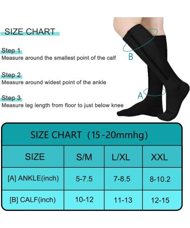 Evolyline 2 Pairs Zipper Compression Socks - Medical 15-20 mmHg Support for Women Men - Varicose Veins, Travel, Pregnancy - Black+Beige S-M - Buy Online on GoSupps.com
