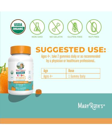MaryRuth Organics Kids Vitamin C Gummies | Supplement for Immune Support & Overall Health | Vitamin C for Kids Ages 4+ | USDA Organic | Vegan | Non-GMO | 60 Servings - Buy Online on GoSupps.com