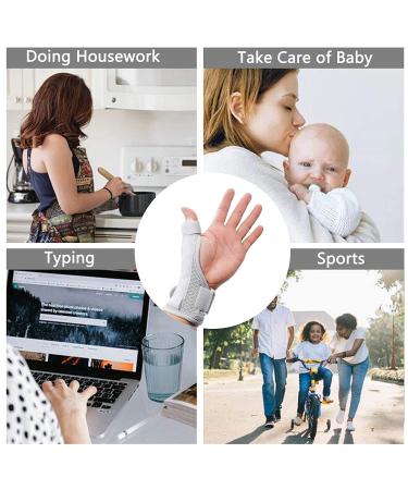 LuckyBunny Adjustable Wrist Support Brace with Thumb Spica Splint for Tendonitis, Carpal Tunnel & Arthritis - Grey, One Size Fits Both Hands - Buy Online on GoSupps.com
