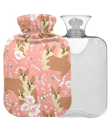Naanle Corgi's dog hot water bottle with cover transparent bag hot water bottle 1l heat bottle for bed handfoot warmer pain relief heat and cold therapy