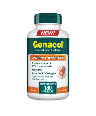 Genacol Turmeric Capsules with Curcumin Black Pepper Bioperine and Patented Collagen Peptides | Helps Reduce Joint Pain and Inflammation | Antioxidant Support | GENACOL Anti-Inflammatory 180 Capsules 180 count (Pack of 1)