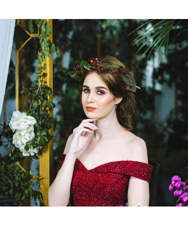 minkissy Christmas Flower Headband Adjustable Red Berry Hair Wreath Garland Summer Beach Floral Headpiece Elastic Hair Band for Xmas Wedding Party Decoration Color M - Buy Online on GoSupps.com