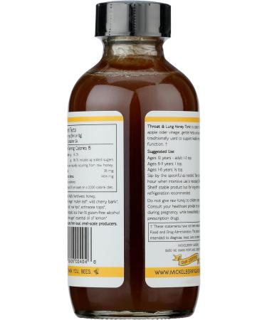 Mickelberry Gardens Throat & Lung Honey Tonic: Wellness Syrup Natural Sore Throat Relief Immune Support & Cough Suppressant for Adults & Kids (4 oz) 4 Fl Oz (Pack of 1) - Buy Online on GoSupps.com