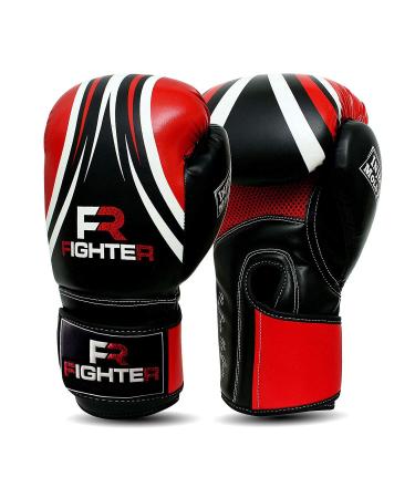 FR Fighter Boxing Gloves Perfect for MMA Training, Punching Bag, Kickboxing, Muay Thai Boxing Gloves for Men, Women and Adult Red/Black 14 oz