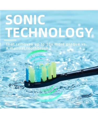 7AM2M Sonic Electric Toothbrush for Adults and Kids One Charge for 90 Days with 6 Brush Heads 5 Modes with 2 Minutes Build in Smart Timer Roman Column Handle Design (Black) Black No Travel Case - Buy Online on GoSupps.com