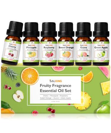 Salking essential oils set 6x10ml 100% organic aromatherapy fragrance oil gift set for diffuser humidifier massage cherry pineapple raspberry sweet orange guave green apple fruit-6 - Buy Online on GoSupps.com
