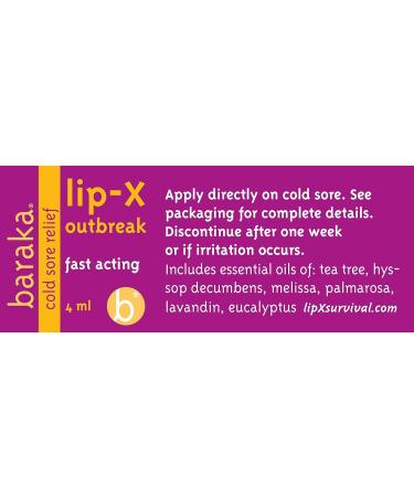 Baraka LipX Natural Cold Sore Remedy Kit - Tea Tree & Hyssop Essential Oils - Organic Oil - 0.14 Fl Oz - Buy Online on GoSupps.com