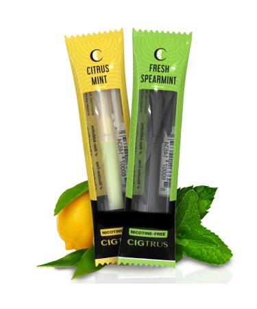 Cigtrus Smokeless Air Inhaler Tobacco Free Nicotine Free & NonElectric Oral fixation aid Habit Replacement Inhalation Stick 2 pieces fresh peppermint and lemon lime Fresh Green Mint and Lemon Lime