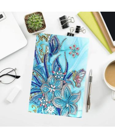 5D DIY Diamond Painting Notebook - Blue Flower | A5 Blank Book for Mosaic Art and Drawing - Buy Online on GoSupps.com