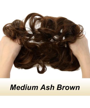 JJstar 2PCS Curly Messy Bun Hair Piece - High Heat Resistant Synthetic Fiber Scrunchies for Women, Medium Ash Brown - Buy Online on GoSupps.com
