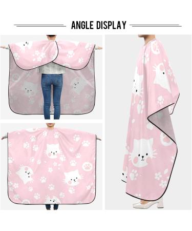 Waterproof Barber Cape - White Cat Pink & Cheetah Haircut Bib for Men & Unisex | Premium Hair Cutting Cape for Professionals - Buy Online on GoSupps.com