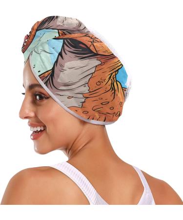 Cartoon Dinosaurs Hair Towel 2 Pack - Super Absorbent Quick Dry Turbans for Women & Girls | Perfect Hair Drying Solution - Buy Online on GoSupps.com