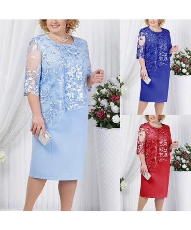 Womens Plus Size Floral Lace Sheath Dress - Dark Blue - Knee Length for Work, Casual, Party - Cocktail Dress - Buy Online on GoSupps.com