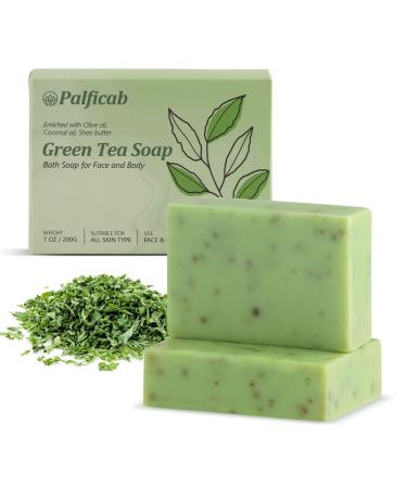 Kojic Acid Soap for Dark Spots Tumeric Honey Soap Bar for Women Men with Tea Tree Oil Shea Butter Coconut Oil Vitamin C Skin Brightening Soap for Face & Body Cleansing (Green Tea) 7 Ounce (Pack of 1)