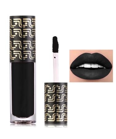 Matte Black Lipstick for Women Matte Liquid Lip Gloss Long Lasting Waterproof Lip Gloss Lip Makeup Non-stick Cup Non-Fading Matte Liquid Lipstick Halloween Lip Tint Lipgloss Makeup 1P Black
