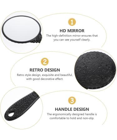 Minkissy Vintage Hand Mirror - Handheld Makeup & Hairdresser Mirror with Handle in Black Round Design for Travel, Home & Salon Vanity - Buy Online on GoSupps.com