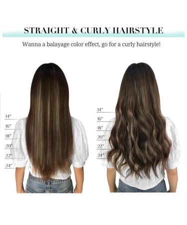 Doores Real Hair Extensions Clip-In | Balayage Chocolate Brown to Honey Blond | 60cm 24 | 120g Remy Hair | Thick Straight Extensions - Buy Online on GoSupps.com